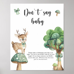 Watercolor Deer - Don't say baby Poster