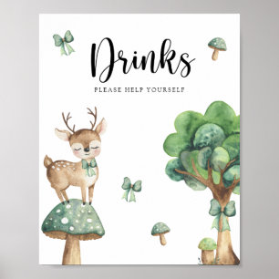 Watercolor Deer - Drinks help yourself Poster