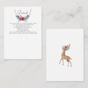 Watercolor Deer Floral Antler Pine Winter Wedding Enclosure Card