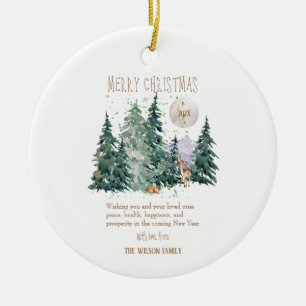 Watercolor Deer Forest Ceramic Ornament