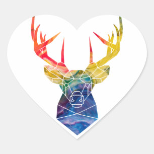 Watercolor deer heart sticker