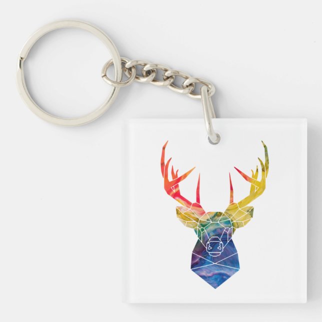 Watercolor deer     key ring (Front)