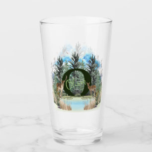 Watercolor Deer Personalised Monogram Letter O Glass