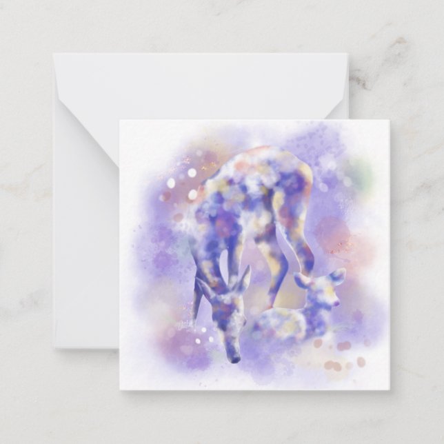 Watercolor Deer w/ Faux Gold | Note Card (Front)