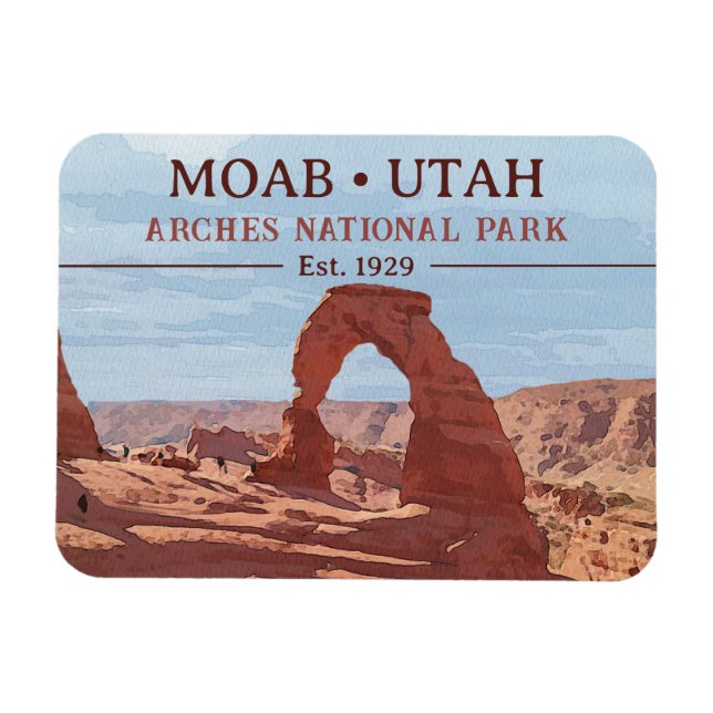 Watercolor  Delicate Arch Moab Utah National Park Magnet (Horizontal)