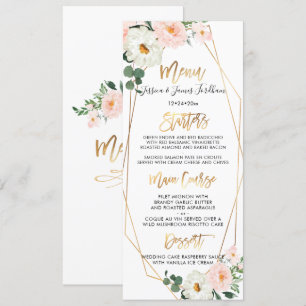 Watercolor Delicate Bloom Bouquets Menu Invitation