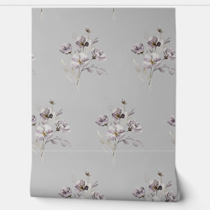 watercolor delicate flower muted purple wallpaper