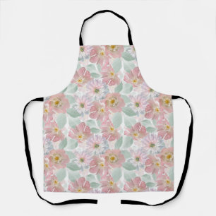 Watercolor delicate flowers. apron