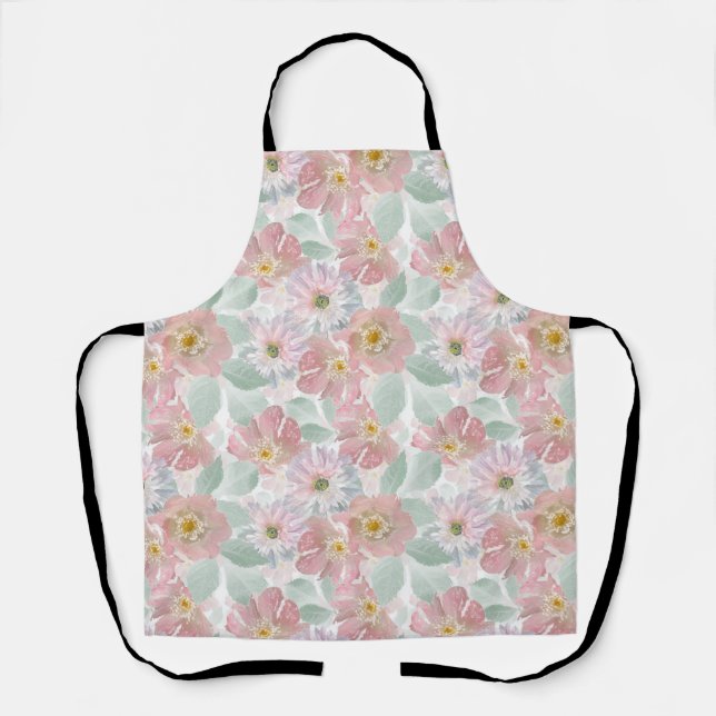 Watercolor delicate flowers. apron (Front)