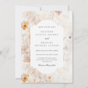 Watercolor Delicate Flowers Wedding Invitation