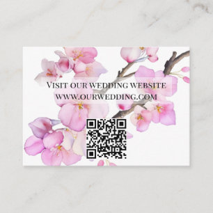Watercolor delicate pink floral QR wedding Enclosure Card
