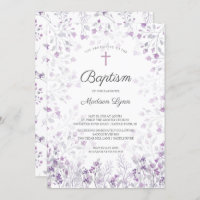 Watercolor Delicate Purple Flowers Baptism