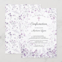 Watercolor Delicate Purple Flowers Confirmation