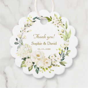 Watercolor Delicate White Floral Bloom Wedding Favour Tags