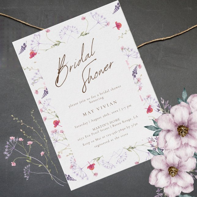 Watercolor Delicate Wildflower Bridal Shower Invitation (Creator Uploaded)