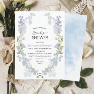 Watercolor Delphinium blue flowers baby Shower Invitation