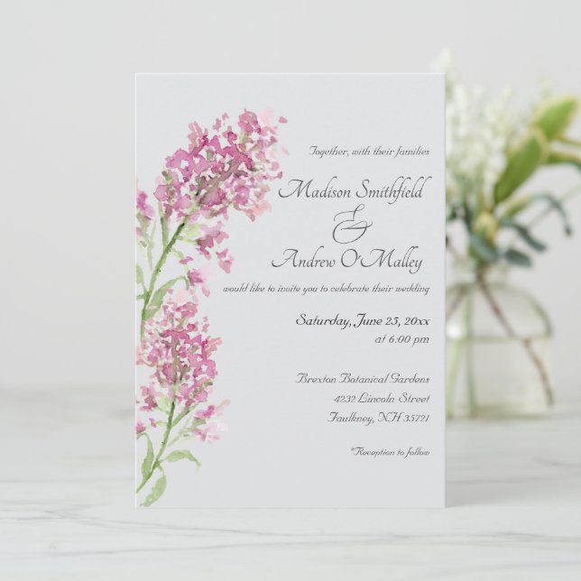 Watercolor Delphinium Floral  Invitation (Standing Front)