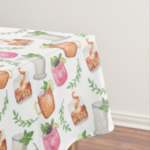 Watercolor Derby Day Mint Julep Drinks Tablecloth