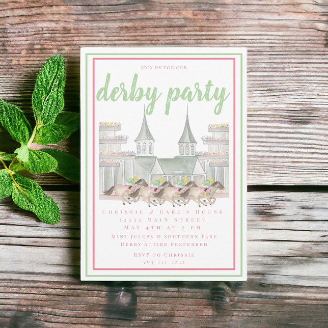 Watercolor Derby Party Horse Racing Building  Invitation (Creator Uploaded)