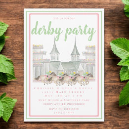 Watercolor Derby Party Horse Racing Building  Invitation