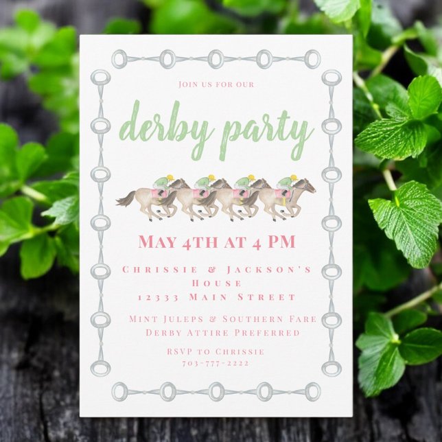 Watercolor Derby Party Horses Racing Invitation (Creator Uploaded)