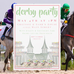 Watercolor Derby Party Iconic Racetrack Elegant Invitation