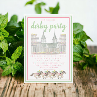 Watercolor Derby Party Jockeys Horse Racing  Invitation
