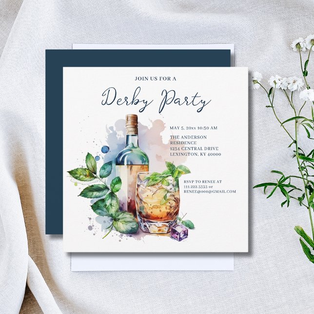 Watercolor Derby Party Mint Julep  Invitation (Creator Uploaded)