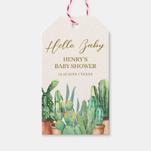 Watercolor Desert Cactus Garden Baby Shower Gift Tags