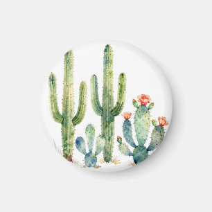 Watercolor Desert Cactus Garden Magnet