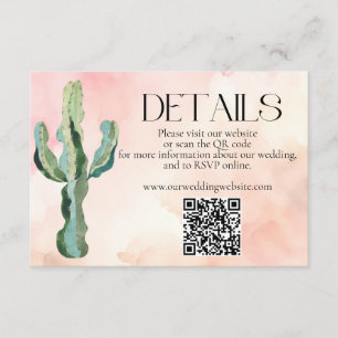Watercolor Desert Cactus QR Code Wedding Details  Enclosure Card