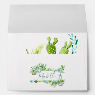 Watercolor Desert Cactus Succulents Baby Shower Envelope