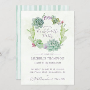 Watercolor Desert Cactus Succulents Bachelorette Invitation