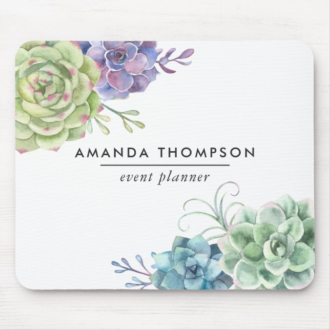 Watercolor Desert Cactus Succulents Mouse Pad (Front)