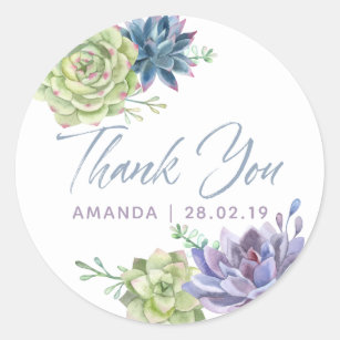 Watercolor Desert Cactus Succulents Thank You Classic Round Sticker