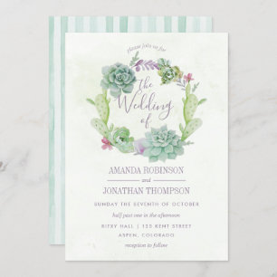 Watercolor Desert Cactus Succulents Wedding Invite