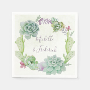 Watercolor Desert Cactus Succulents Wedding Napkin