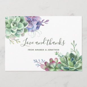 Watercolor Desert Cactus Succulents Wedding Thanks Thank You Card
