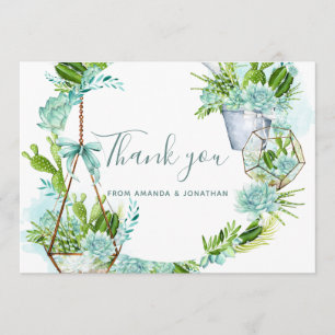 Watercolor Desert Cactus Succulents Wedding Thanks Thank You Card
