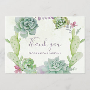 Watercolor Desert Cactus Succulents Wedding Thanks Thank You Card