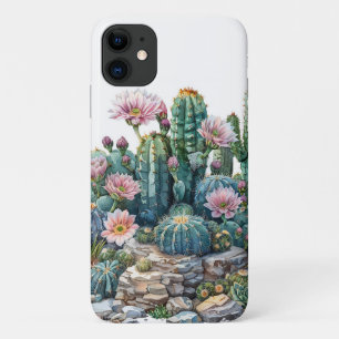 Watercolor desert flowers cacti. iPhone 11 case