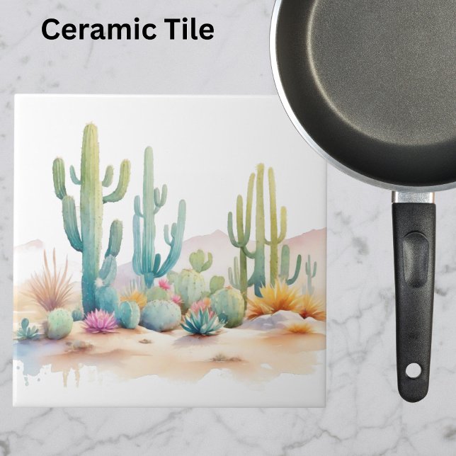 Watercolor Desert Illustration  Ceramic Tile (Creator Uploaded)