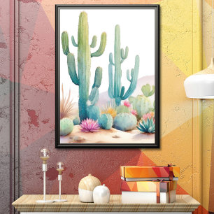 Watercolor Desert Illustration Poster