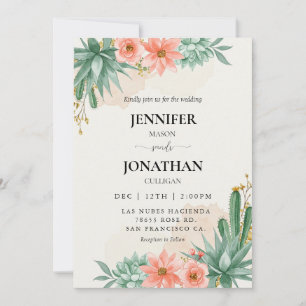 Watercolor Desert Mexico Wedding Invitation