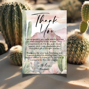 Watercolor Desert Nature Cactus Thank You Card