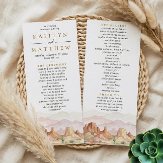 Watercolor Desert Range Wedding Suite - Program Rack Card