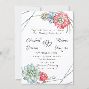 Watercolor Desert Red Succulents  Invitation