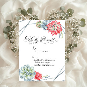 Watercolor Desert Red Succulents RSVP Invitation