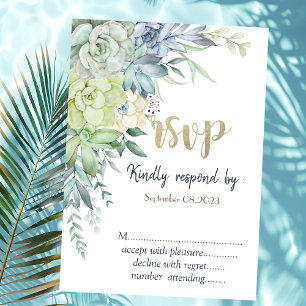 Watercolor Desert Succulents Dots RSVP   Invitation