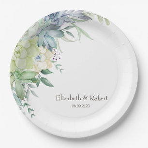 Watercolor Desert Succulents Paper Plate